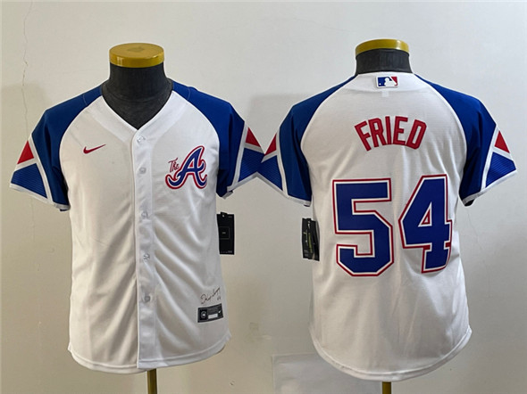 Women's Atlanta Braves #54 Max Fried White 2023 City Connect Stitched Baseball Jersey(Run Small)